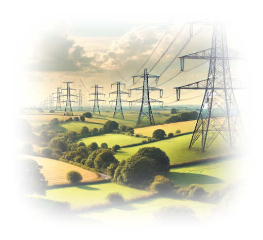 Pylons in fields